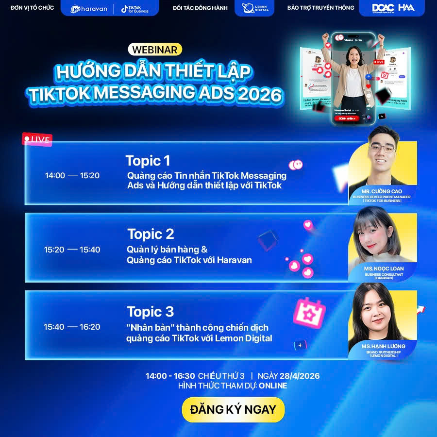 [Webinar 28/4] Hướng dẫn thiết lập TikTok Messaging Ads 2026