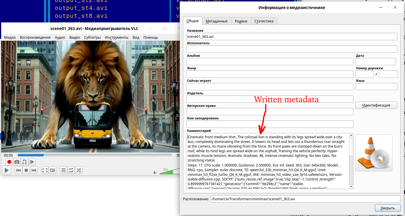Metadata in avi file