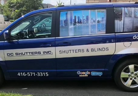 Diamond Custom Shutters work and company vehicle.