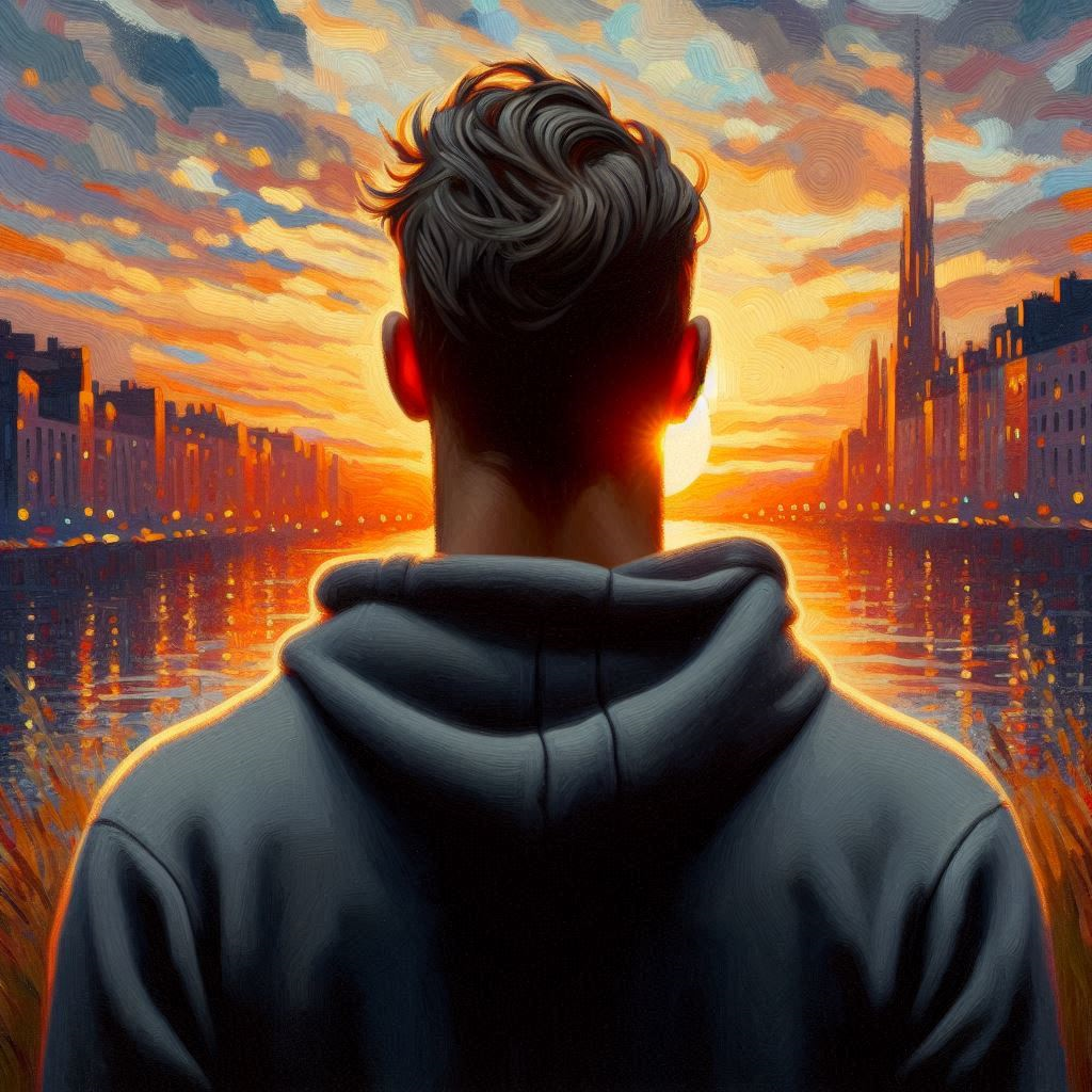 Person looking at sunrise