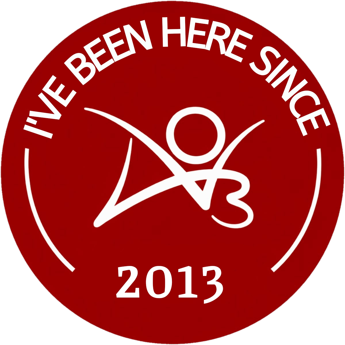 Circular badge with the words 'Ive been here since 2013' with an AO3 logo