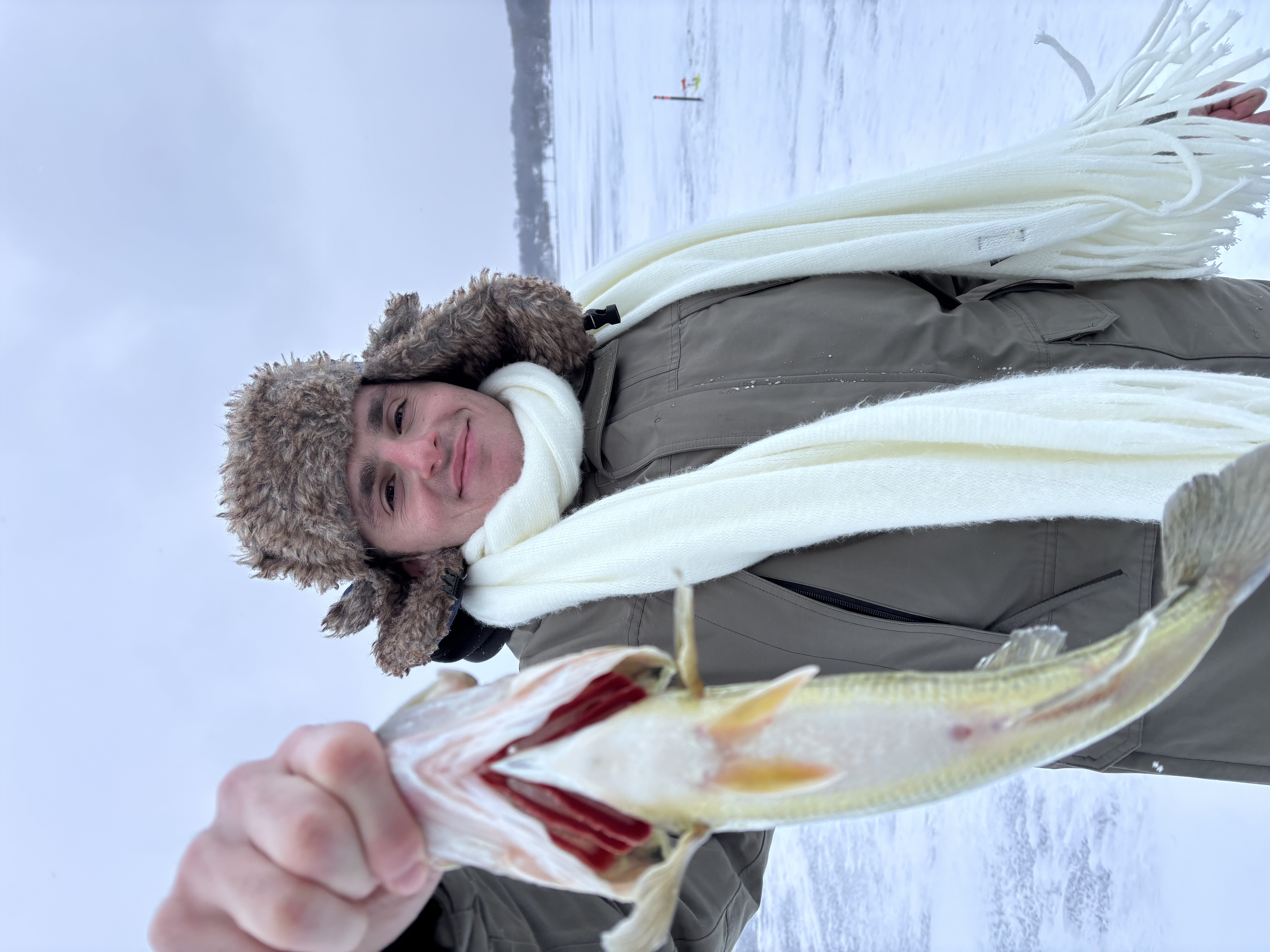 First bass caught while ice fishing